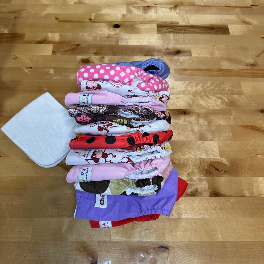 13 Alva Baby Cloth Diaper Bundles One Size Multicolor Reusable Snaps - Picture 3 of 4